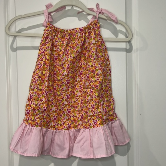 HANDMADE TODDLER PINK AND ORANGE FLORAL PILLOWCASE SUMMER DRESS - Picture 5 of 5